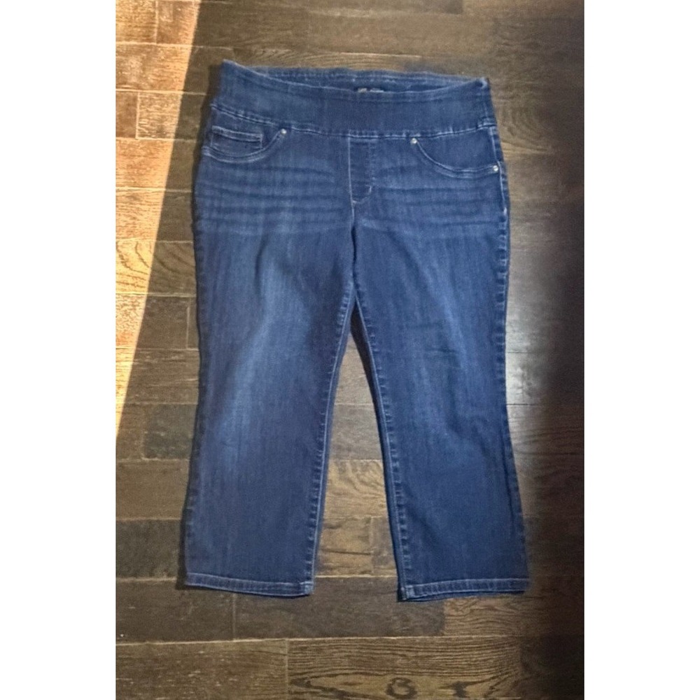 Lee Ladies Slim Fit Sculpting Denim Capris Size 16W Blue Mid Rise